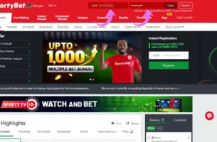 SportyBet Login step 2